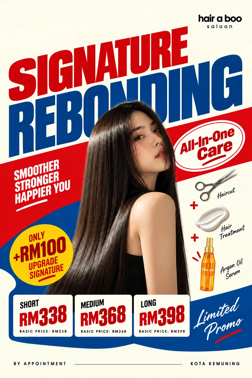Rebonding and Relaxing promotion: Signature short RM338, medium RM368, long RM398